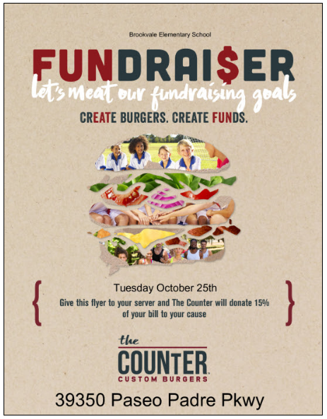The Counter dine-out fundraiser – October 25th – Brookvale PTA